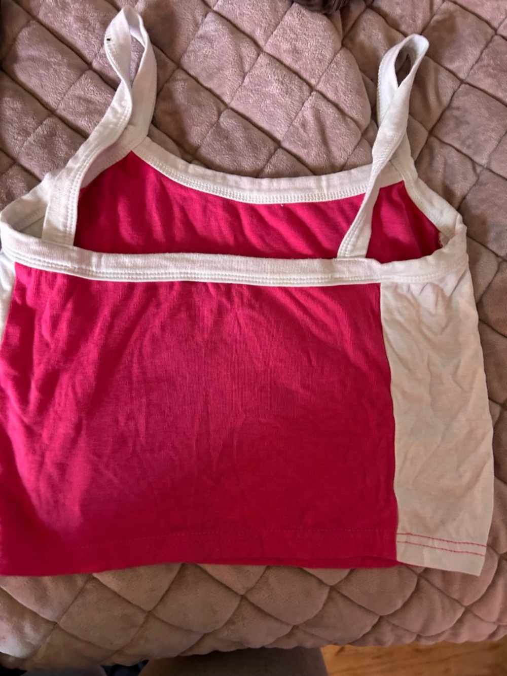 Pink and White Colorblock Cotton Tank Top